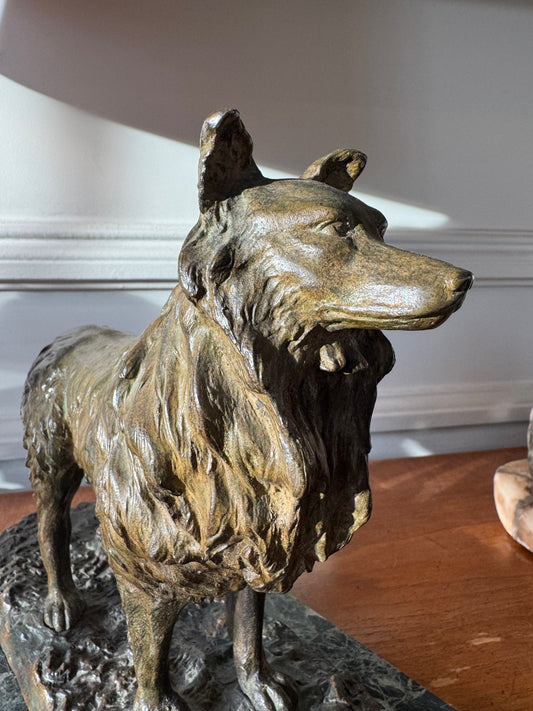 Antique French Bronze of a Collie