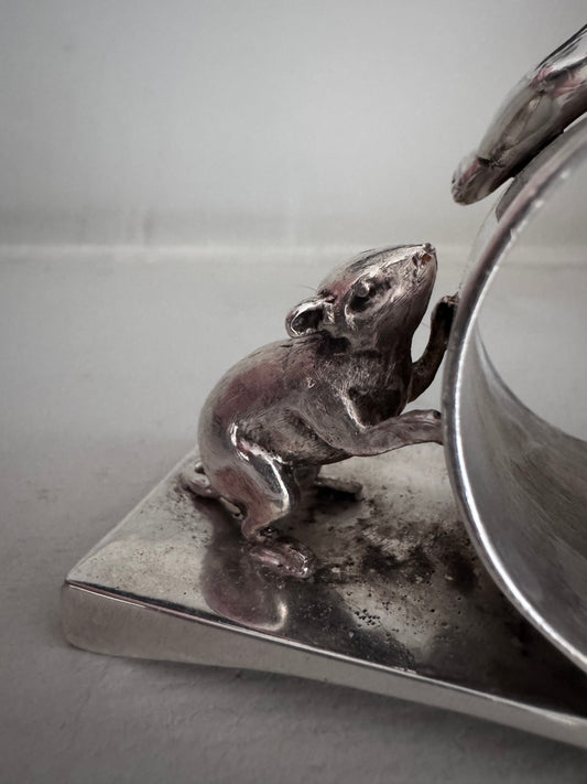 Cherub and Mouse - An Epic Tale Told on a Victorian Silver Plate Napkin Ring
