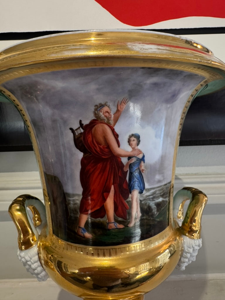 Large Pair of Old Paris Campana Urns