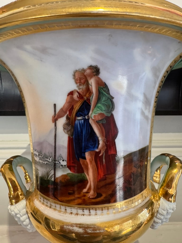 Large Pair of Old Paris Campana Urns