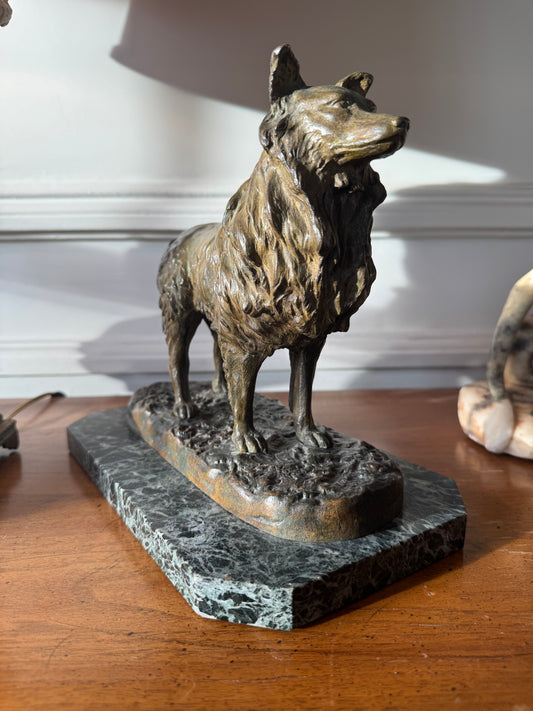 Antique French Bronze of a Collie