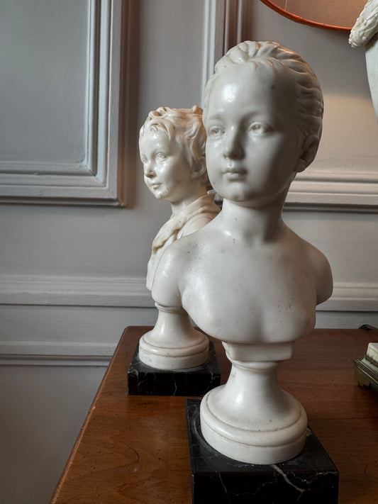 Pair of French Busts - Boudoin Children