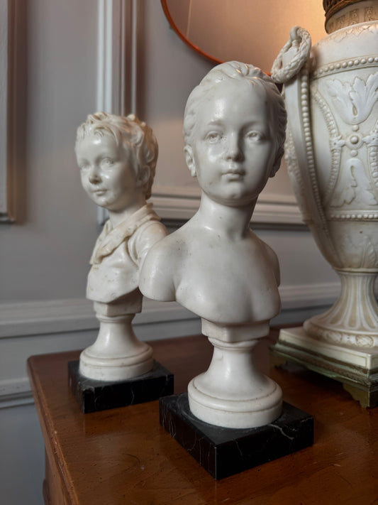 Pair of French Busts - Boudoin Children