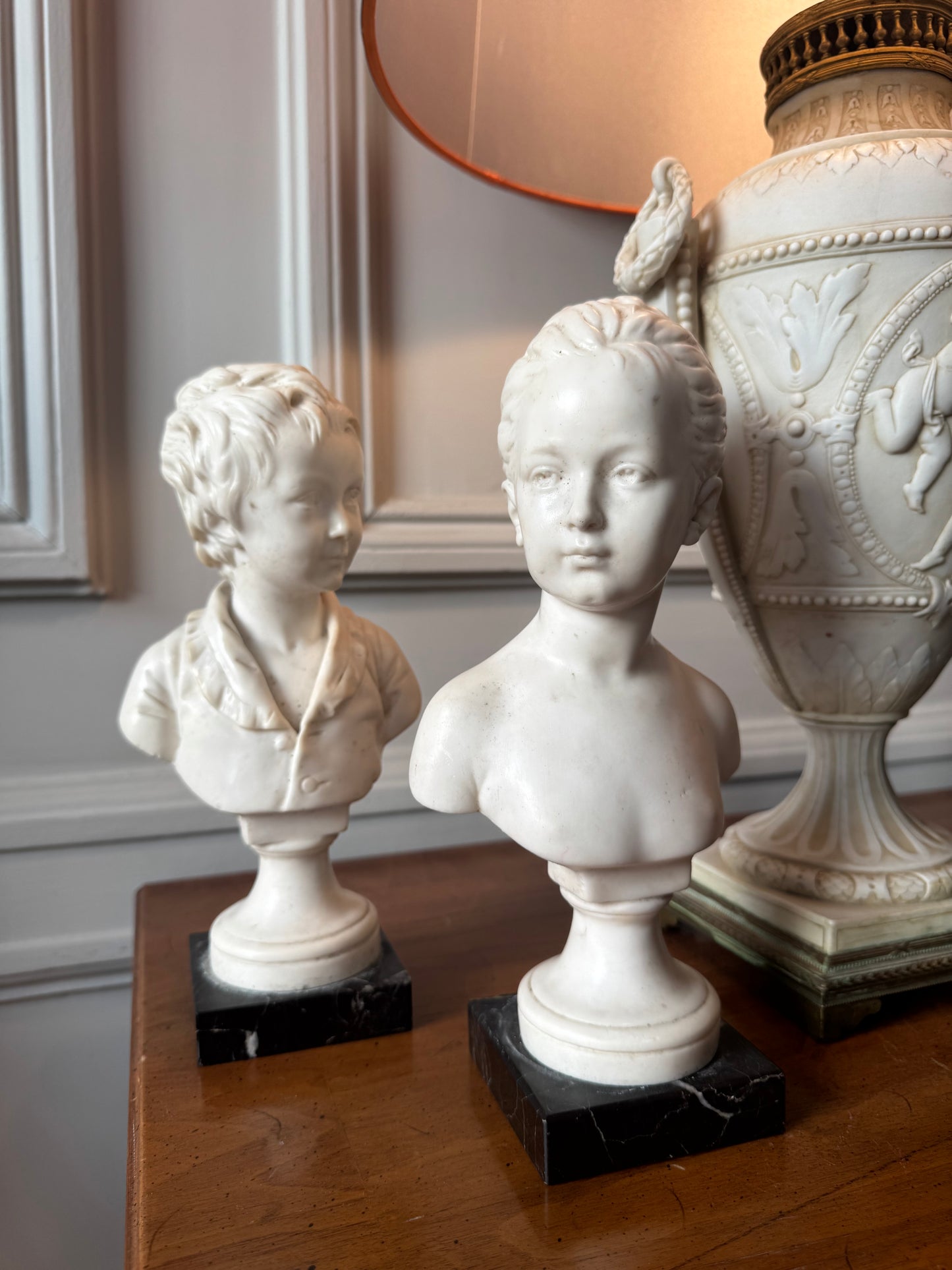 Pair of French Busts - Boudoin Children