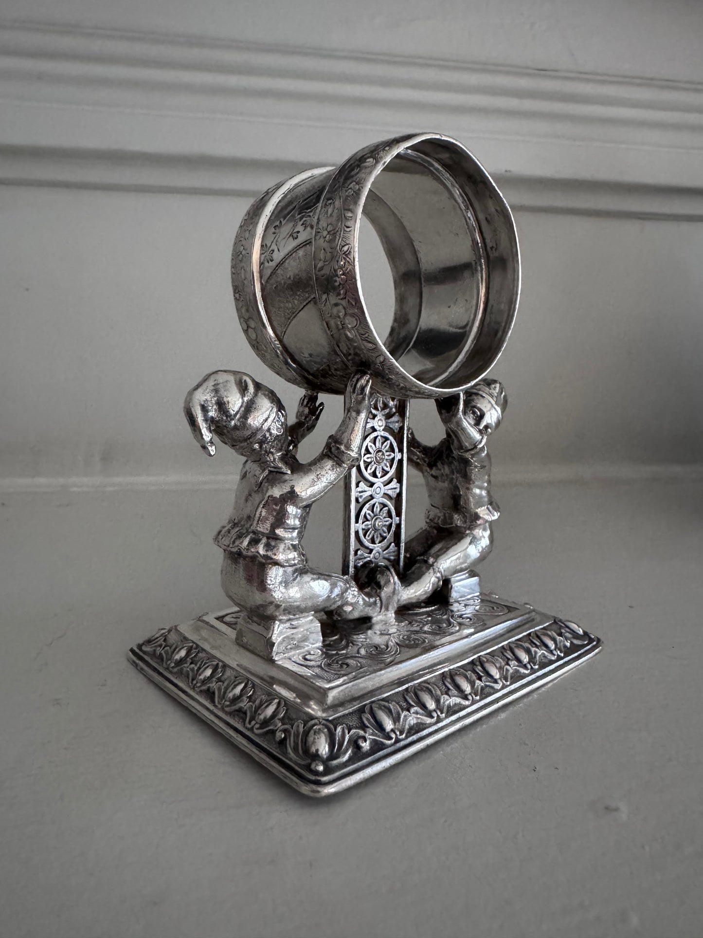 Christmas Elves - A Legacy Silver Plate Napkin Ring