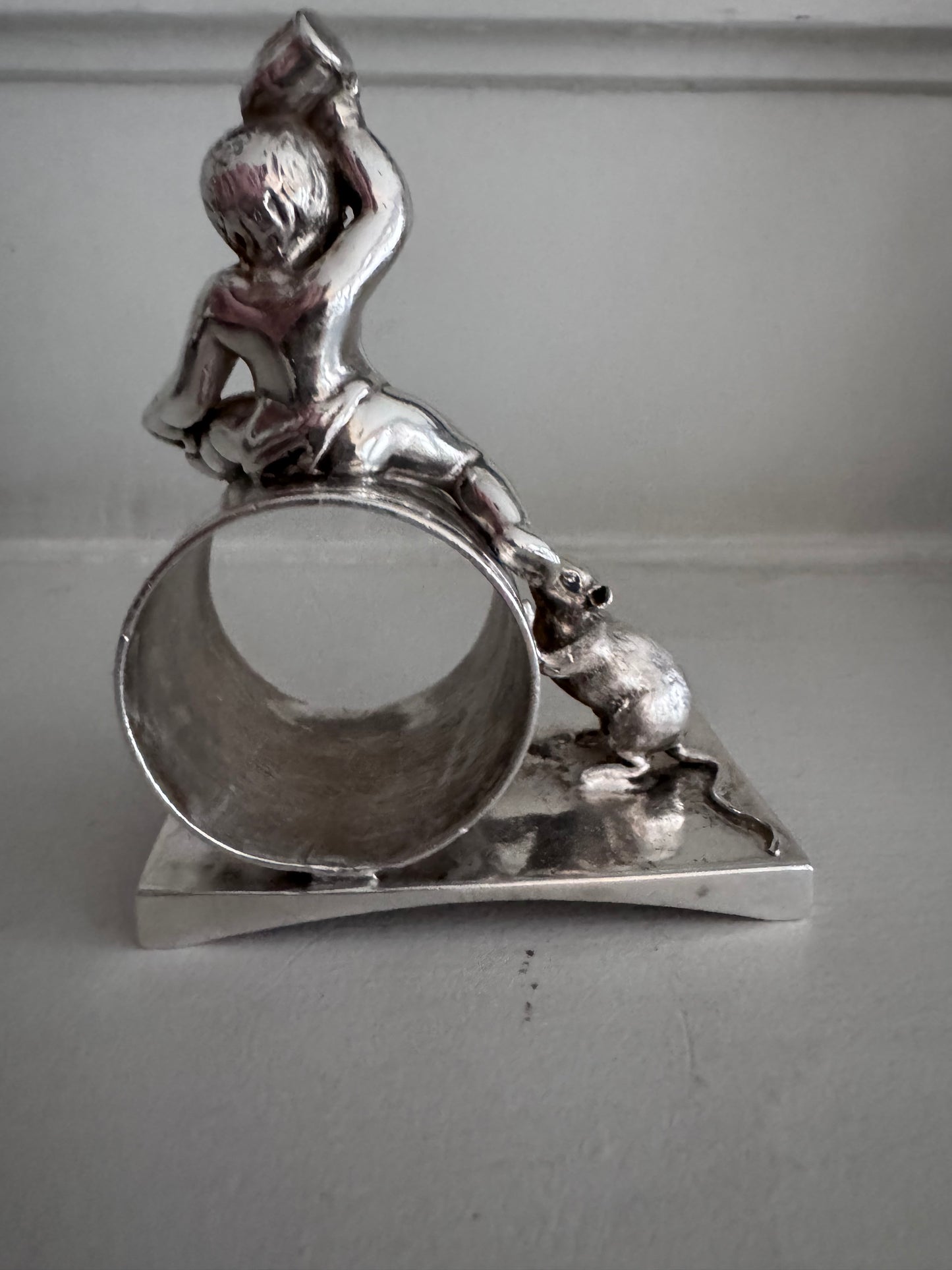 Cherub and Mouse - An Epic Tale Told on a Victorian Silver Plate Napkin Ring