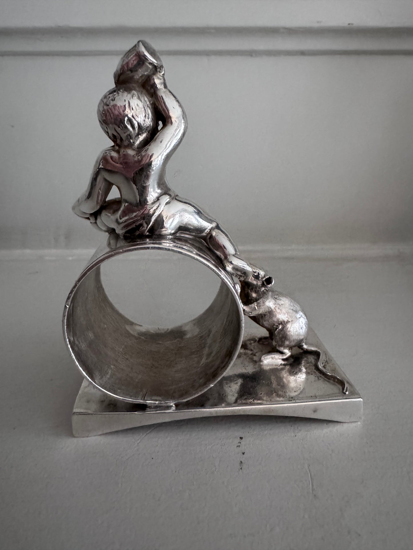 Cherub and Mouse - An Epic Tale Told on a Victorian Silver Plate Napkin Ring